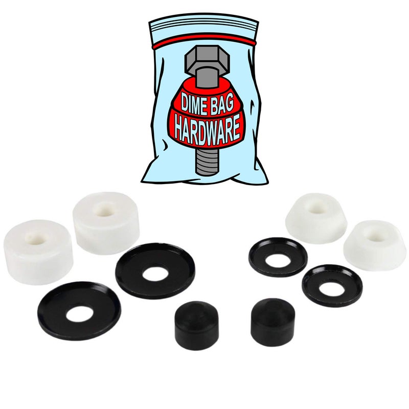 Dime Bag Hardware Skateboard Truck Rebuild Kit Bushings Washers Pivot Cups for 2 Trucks (95A White) - Image 1
